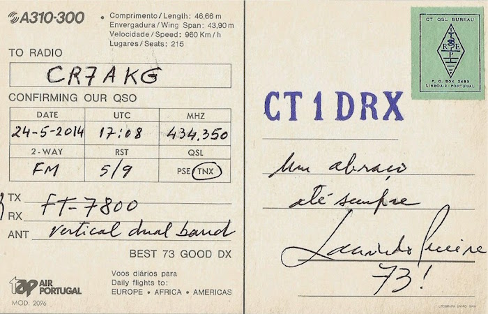 QSL CT1DRX - Verso